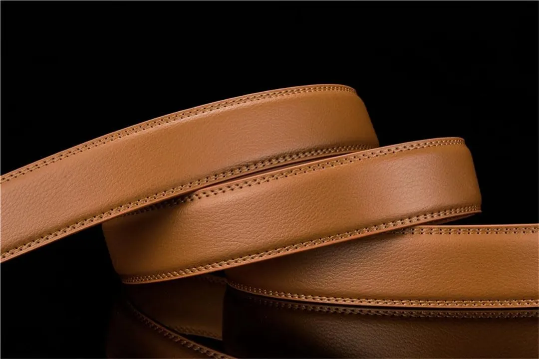 Men's Genuine Leather Ratchet Dress Belt With Automatic Buckle Belts