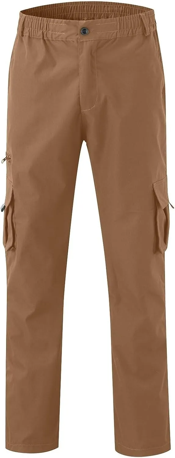 Men's Hiking Cargo Work Pants Hat Multi Woven Pocket Foot Rope Solid Pants Street Cargo Men Athletic Joggers