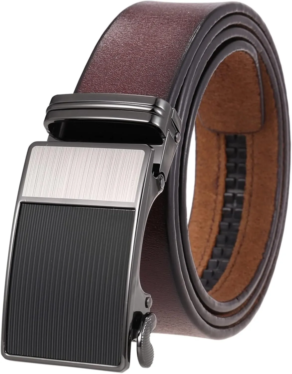 Men's Leather Ratchet Belts,Men's Comfort Genuine Leather Ratchet Dress Belt with Automatic Click Buckle (Color : C, Size : 115cm)