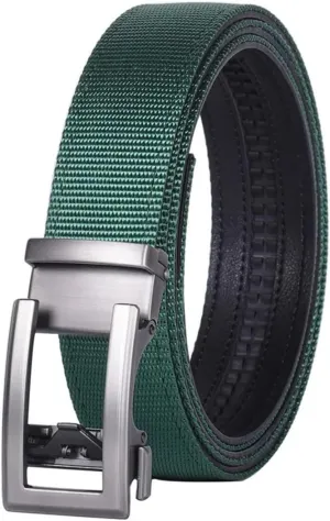 Men's Nylon Leather Belt Mens Ratchet Automatic Belts Formal Dress Belt