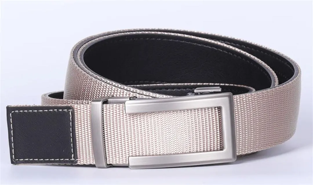 Men's Nylon Leather Belt Mens Ratchet Automatic Belts Formal Dress Belt