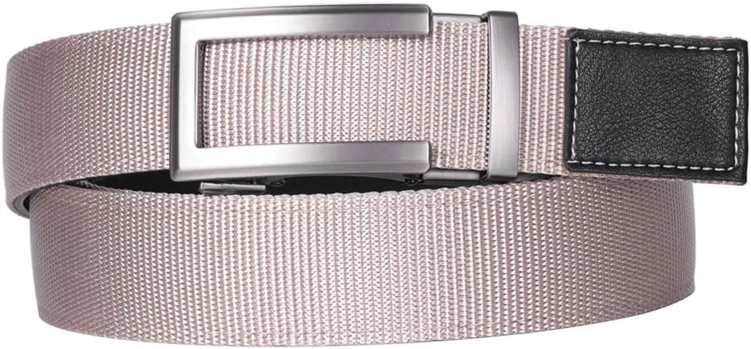 Men's Nylon Leather Belt Mens Ratchet Automatic Belts Formal Dress Belt