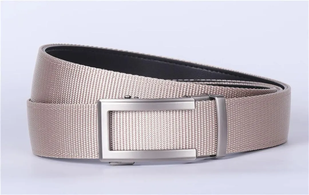 Men's Nylon Leather Belt Mens Ratchet Automatic Belts Formal Dress Belt