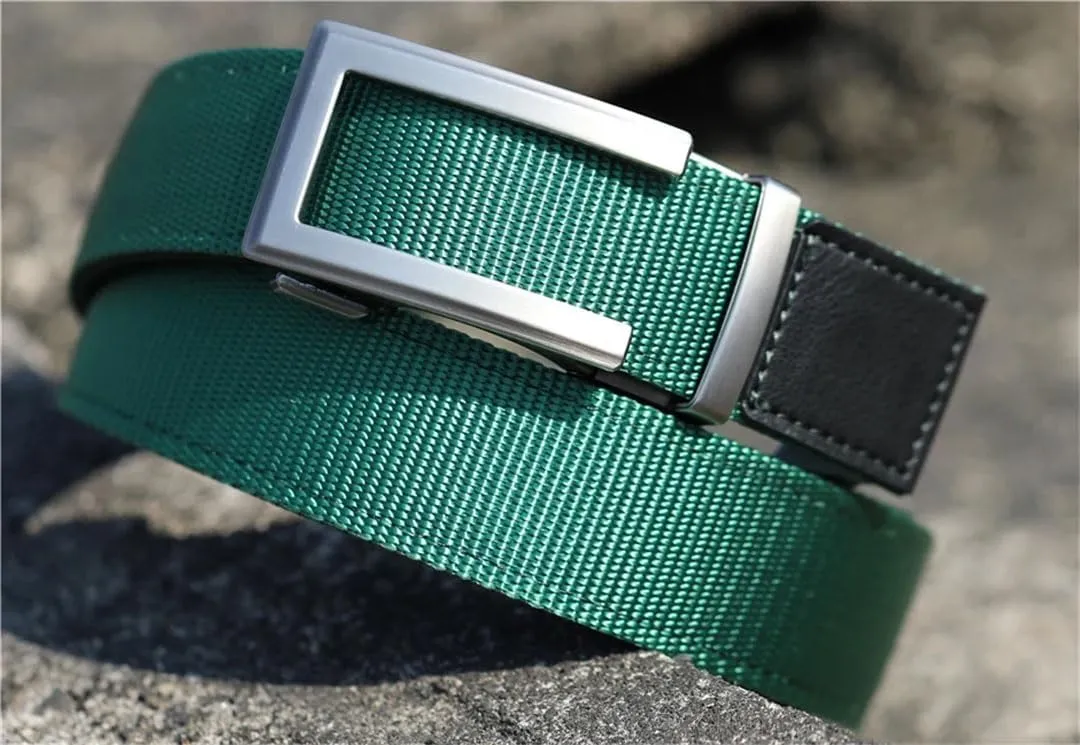 Men's Nylon Leather Belt Mens Ratchet Automatic Belts Formal Dress Belt