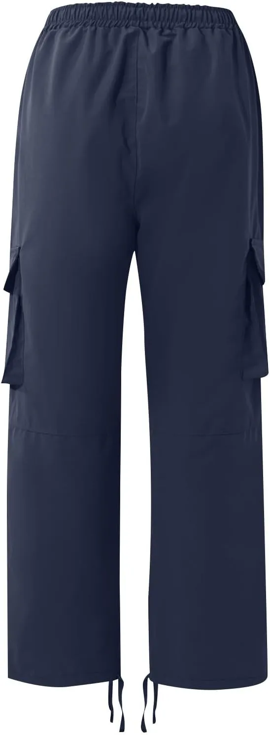 Mens Pants Cargo Baggy Elastic Waist Drawstring Pants Casual with Pockets Pants 2024 Fall Winter Joggers Trousers