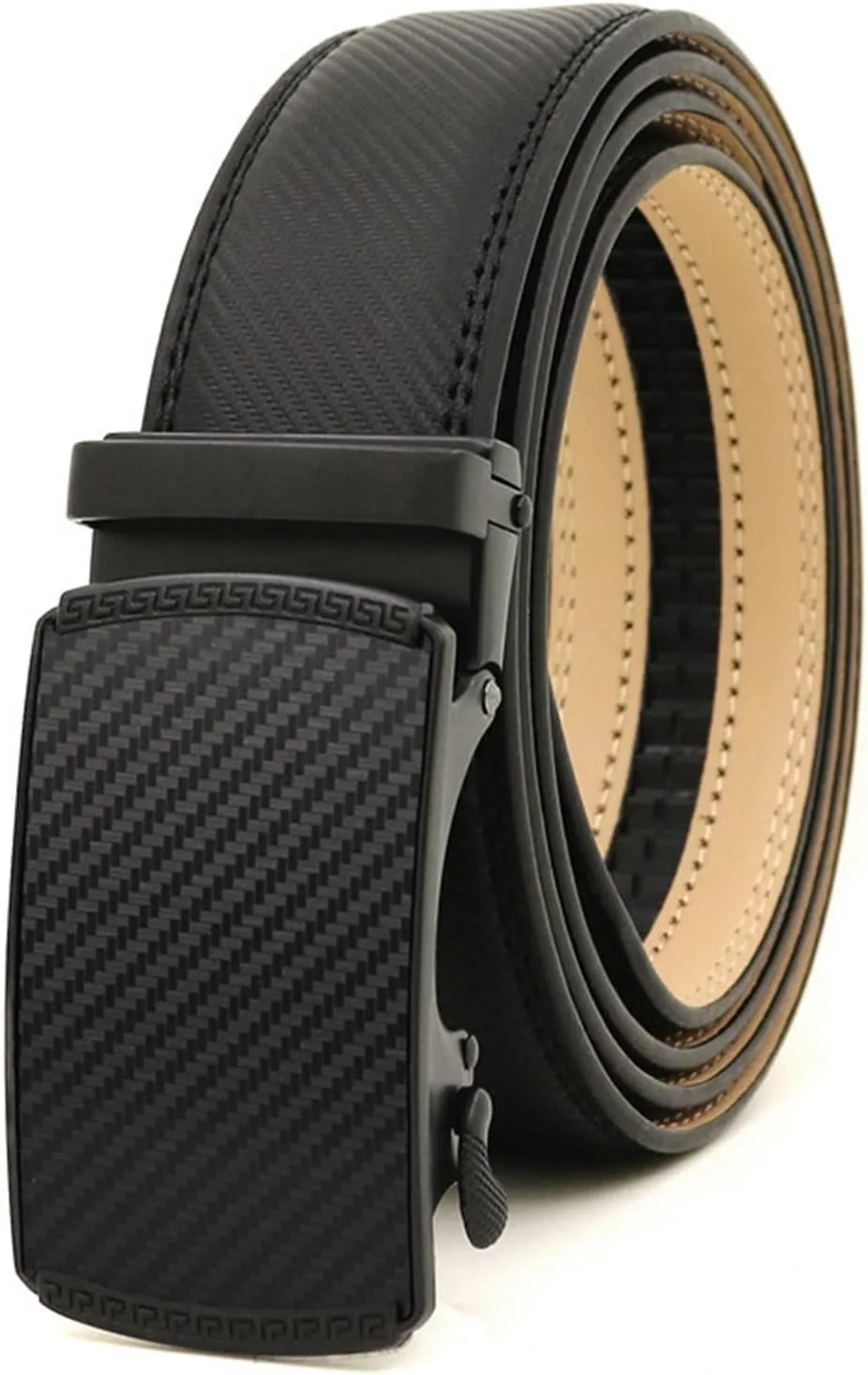 Mens Ratchet Belt,Leather Adjustable Slide Belt for Mens Dress Casual Pant Size Adjustable (Color : A, Size : 115cm)