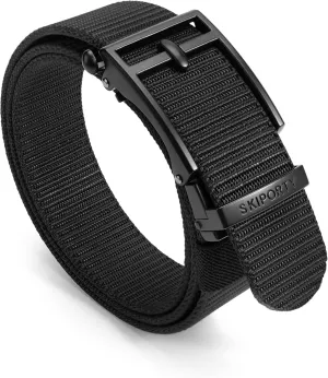 Men's Ratchet Tactical Belt, Nylon Web Work Belts with Automatic Slide Buckle,Durable Adjustable Golf Belts（Black,36" to 42" Waist Adjustable