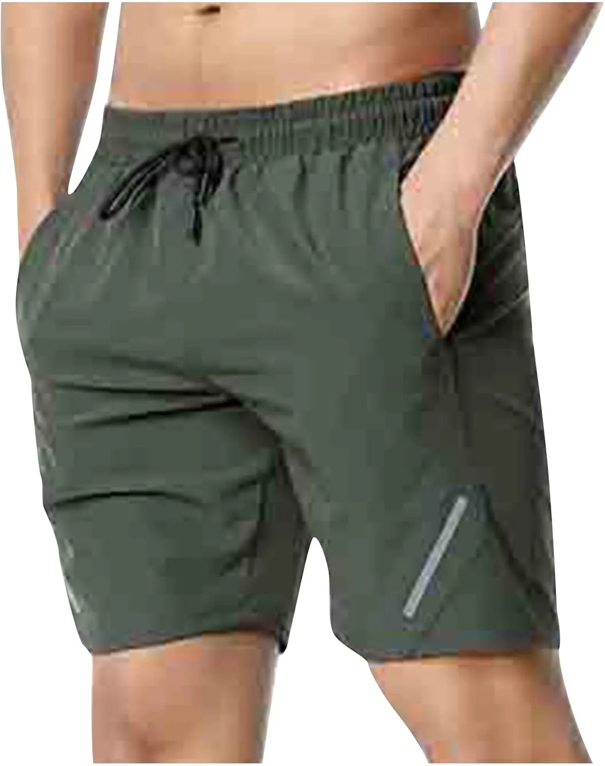 Mens Shorts Athletic Casual Drawstring Stretch Waist Shorts Quick Dry Running Workout Shorts with Pockets
