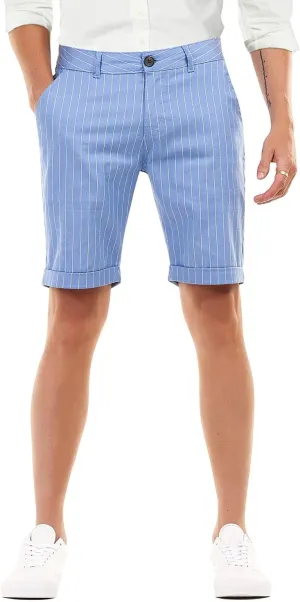 Men's Skinny Fit Chino Shorts Elastic Waist Cotton Twill Flat Front Dress Shorts 9 Inch Inseam