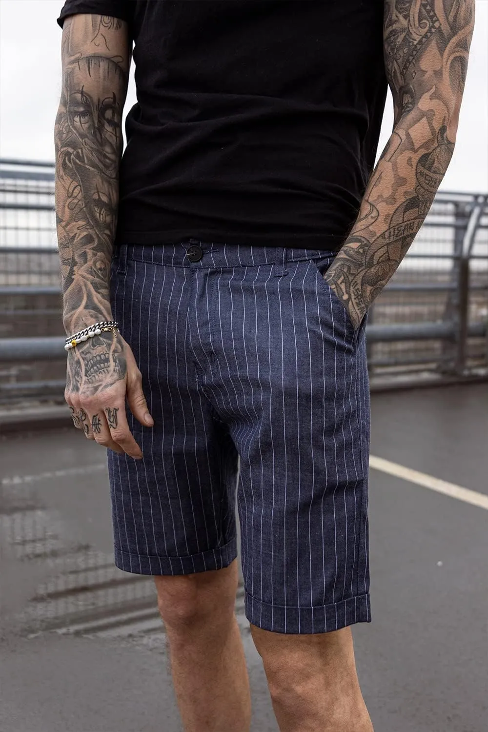 Men's Skinny Fit Chino Shorts Elastic Waist Cotton Twill Flat Front Dress Shorts 9 Inch Inseam