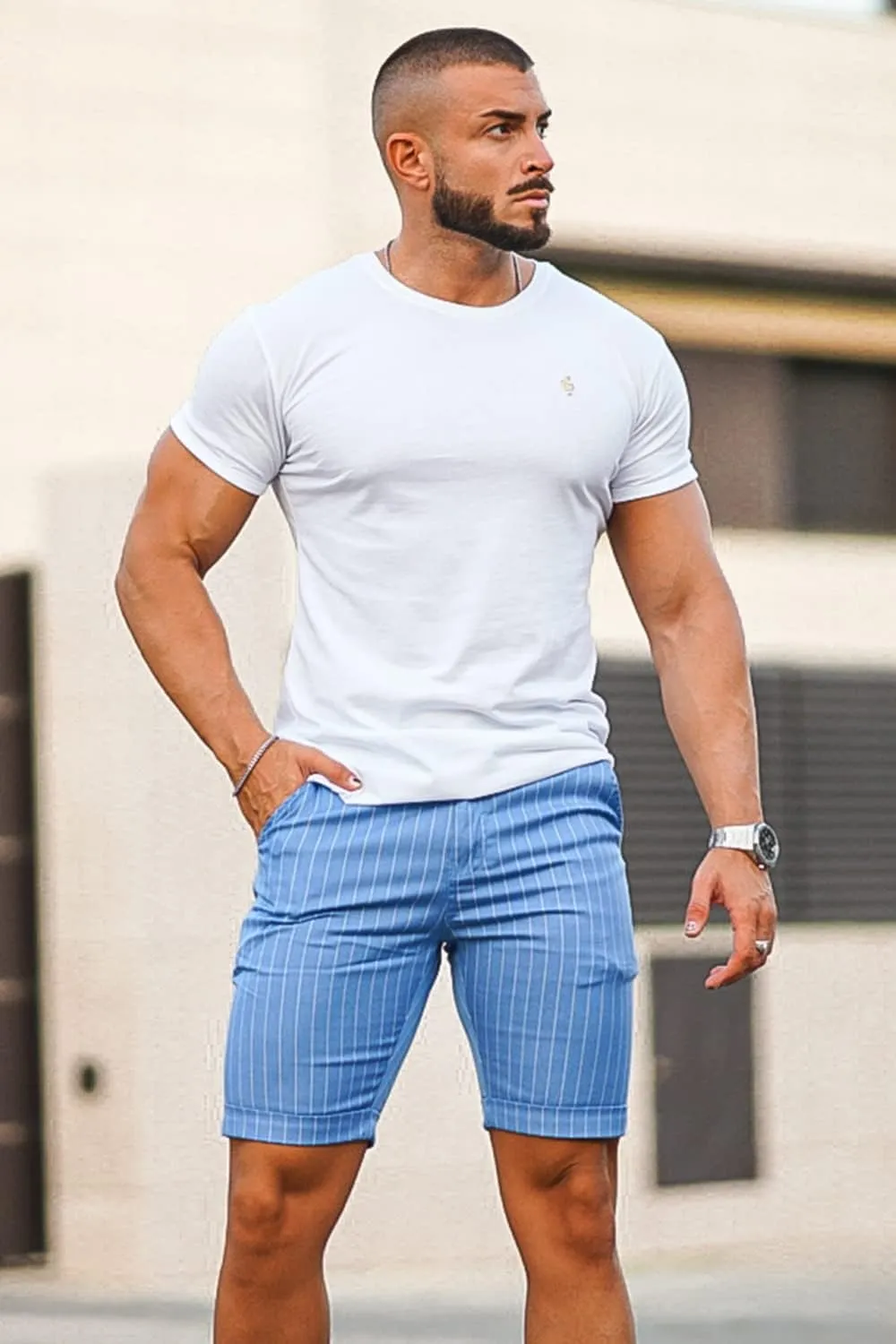 Men's Skinny Fit Chino Shorts Elastic Waist Cotton Twill Flat Front Dress Shorts 9 Inch Inseam
