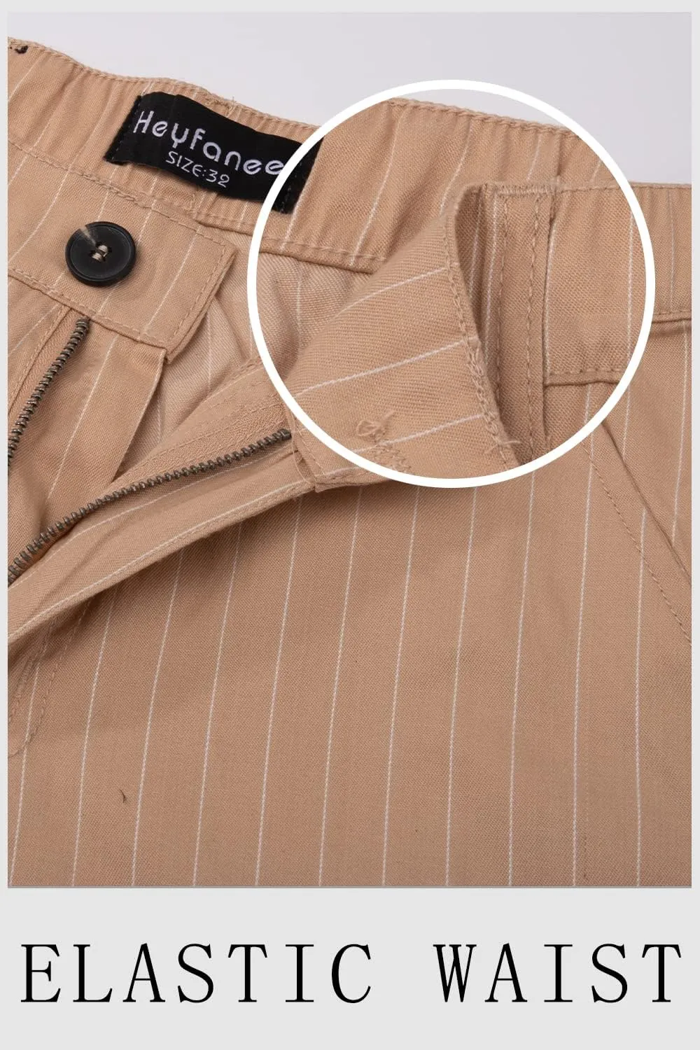 Men's Skinny Fit Chino Shorts Elastic Waist Cotton Twill Flat Front Dress Shorts 9 Inch Inseam