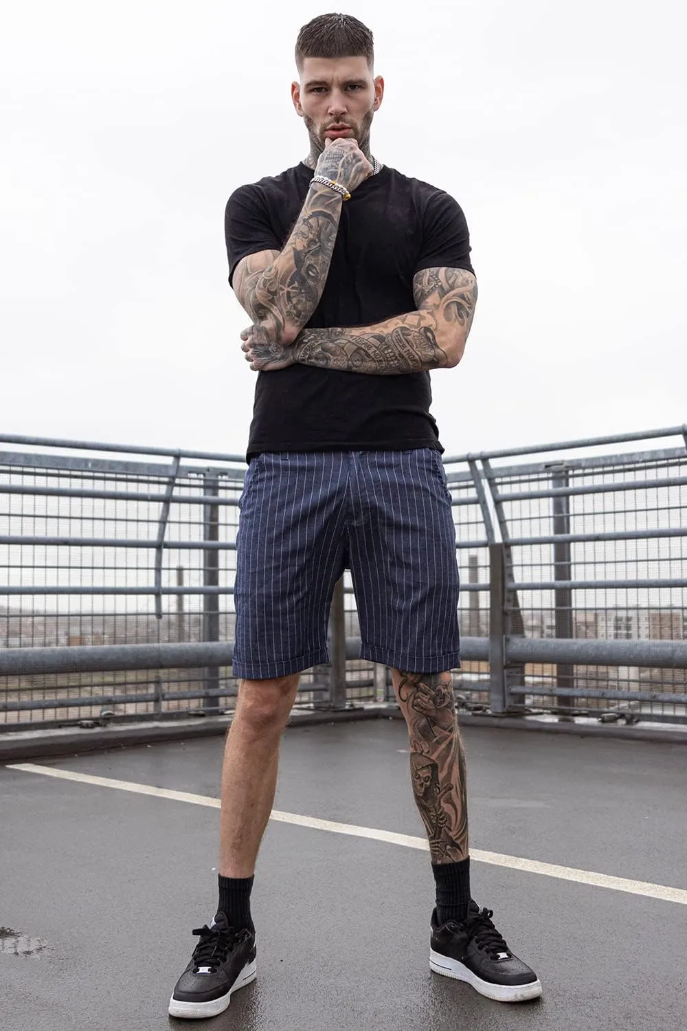 Men's Skinny Fit Chino Shorts Elastic Waist Cotton Twill Flat Front Dress Shorts 9 Inch Inseam