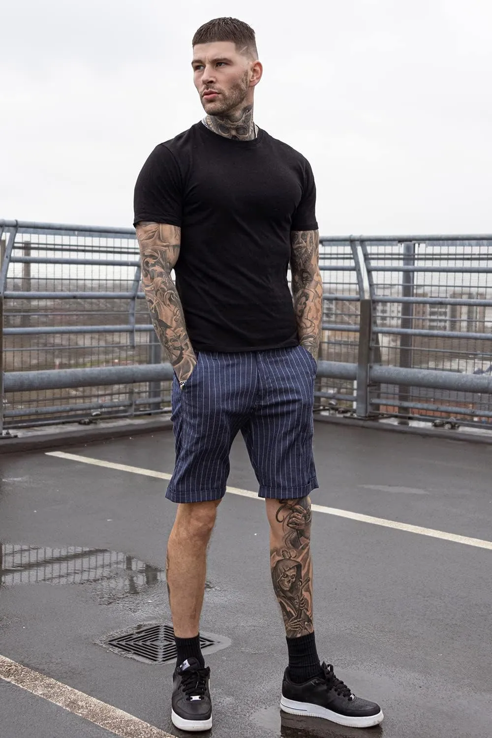 Men's Skinny Fit Chino Shorts Elastic Waist Cotton Twill Flat Front Dress Shorts 9 Inch Inseam