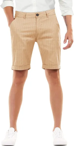 Men's Skinny Fit Chino Shorts Elastic Waist Cotton Twill Flat Front Dress Shorts 9 Inch Inseam