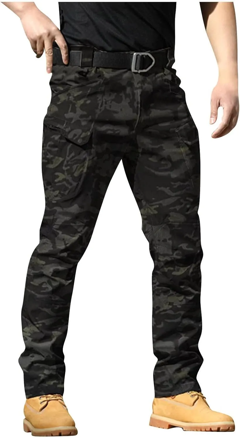 Men's Stretch Tactical Pants Water Resistant Ripstop Cargo Pants Outdoor Lightweight Work Hiking Pants