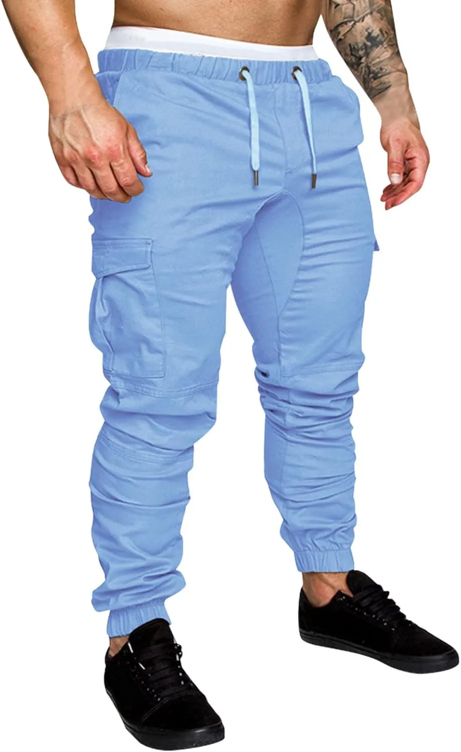 Mens Workout Cargo Sweatpants Casual Trousers Pants Sweatpants for Men with Pockets Men's Basic Active Tapered Jogger