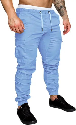 Mens Workout Cargo Sweatpants Casual Trousers Pants Sweatpants for Men with Pockets Men's Basic Active Tapered Jogger
