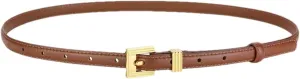 Mnjyihy Leather Thin Belts For Women Fashion Gold Buckle Leather Belt For Jeans Dress Pants