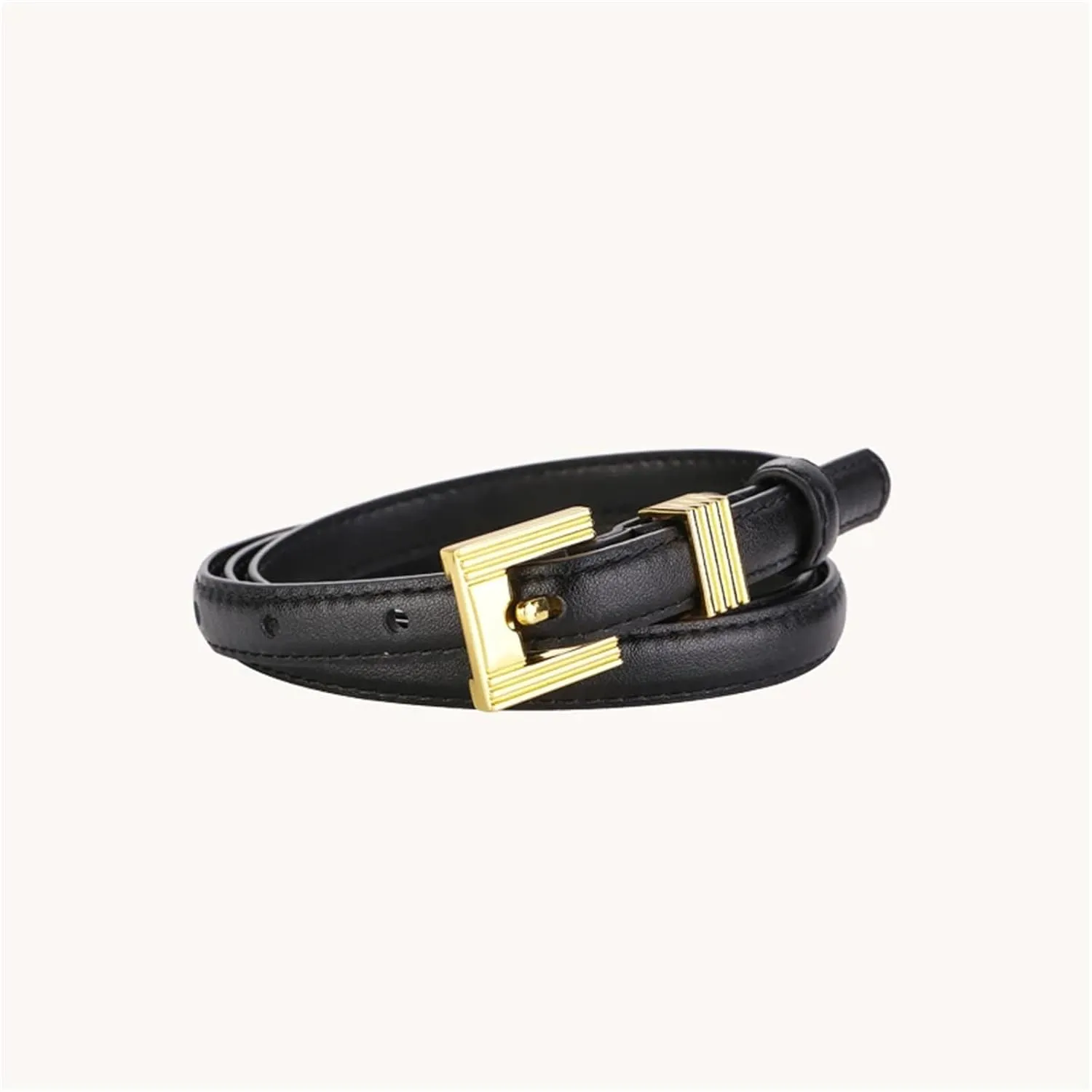 Mnjyihy Leather Thin Belts For Women Fashion Gold Buckle Leather Belt For Jeans Dress Pants