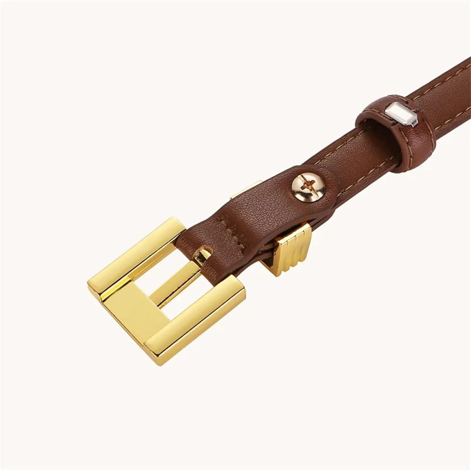 Mnjyihy Leather Thin Belts For Women Fashion Gold Buckle Leather Belt For Jeans Dress Pants