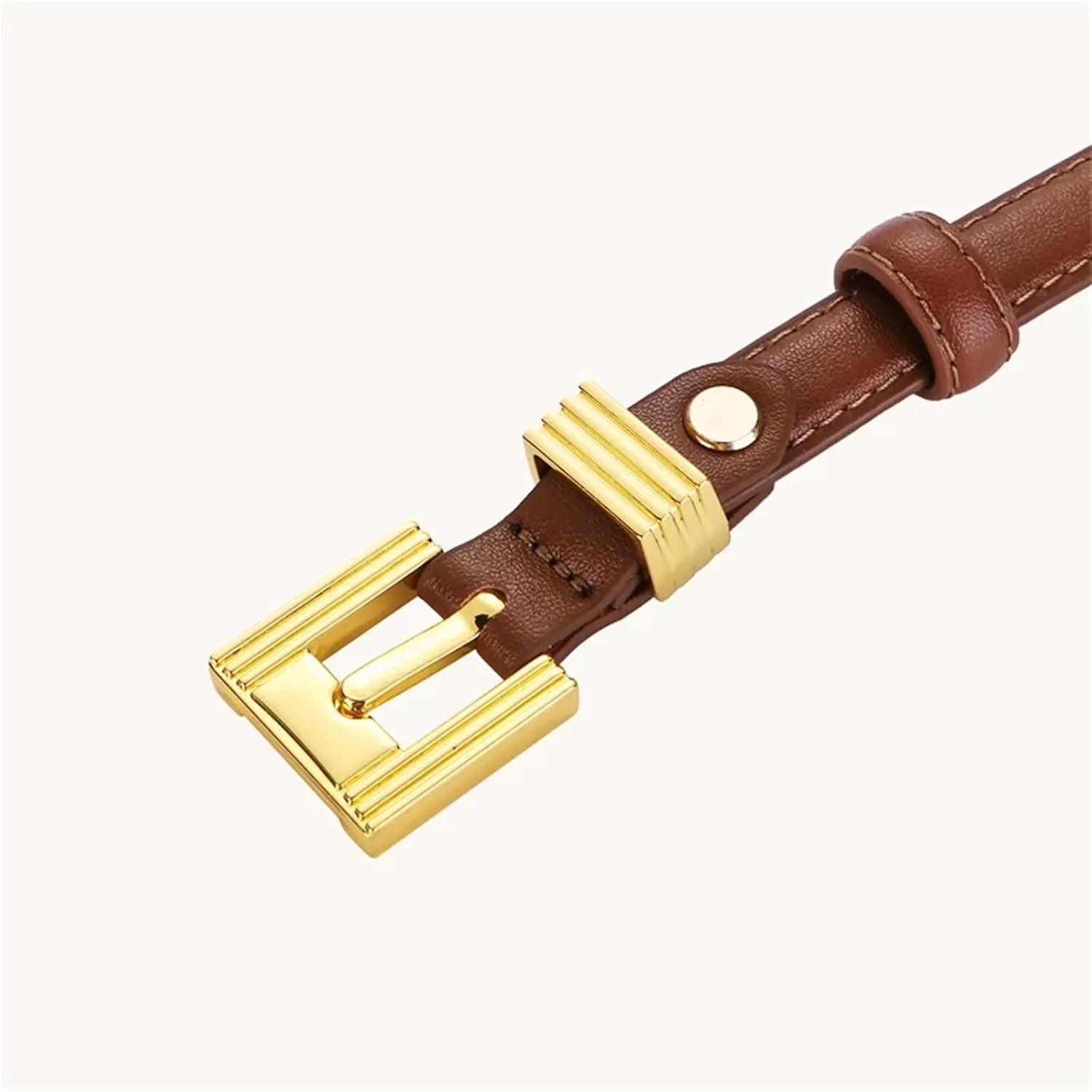 Mnjyihy Leather Thin Belts For Women Fashion Gold Buckle Leather Belt For Jeans Dress Pants