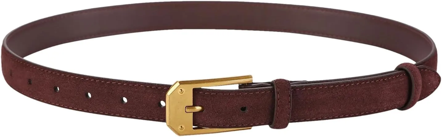 Mnjyihy Women Suede Leather Belt Trendy Pin Buckle Waistband Genuine Leather Casual Business Waist Belt