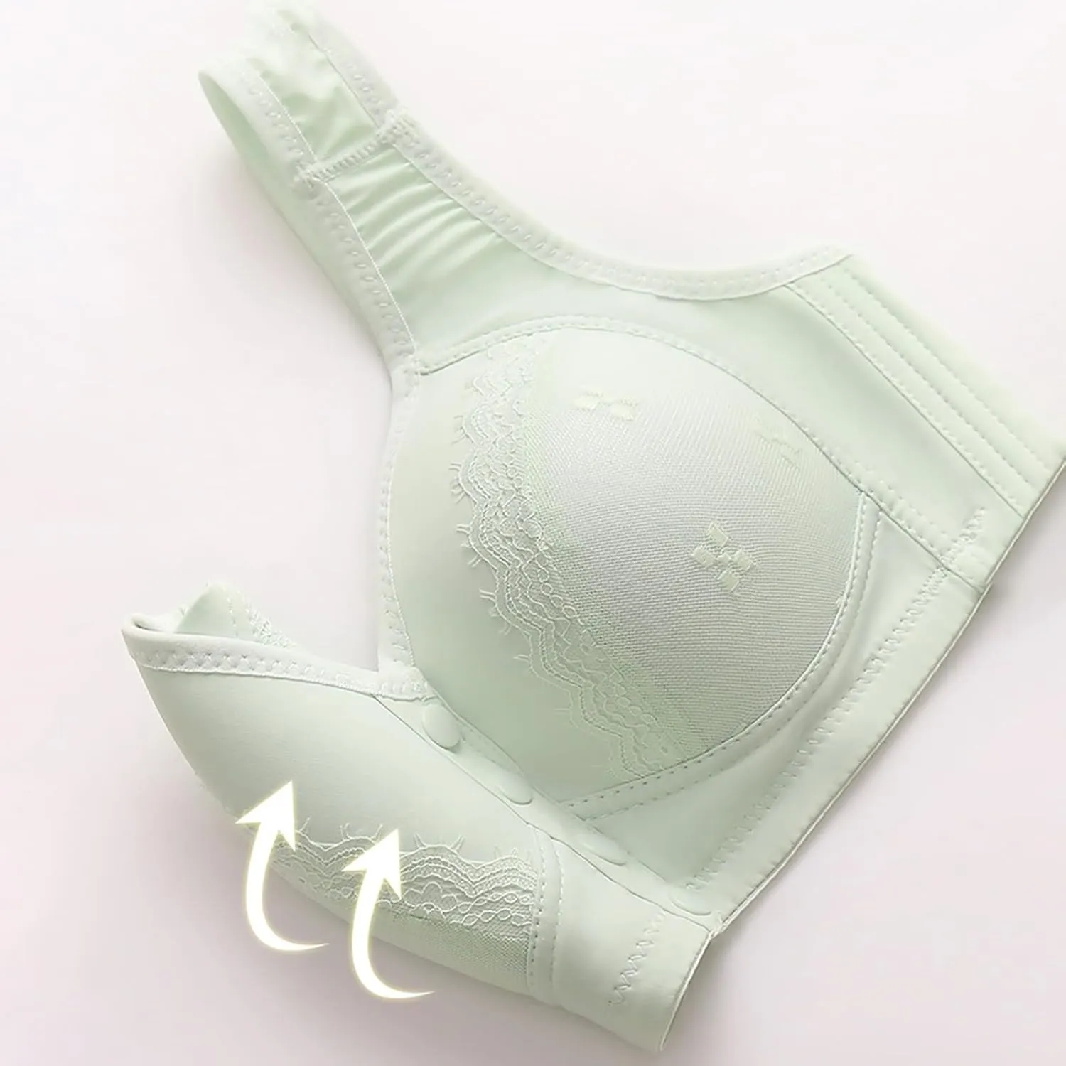 New Front Buckle Without Ring Button Vest Type Middle and Elderly Underwear Lace Large Women Bras