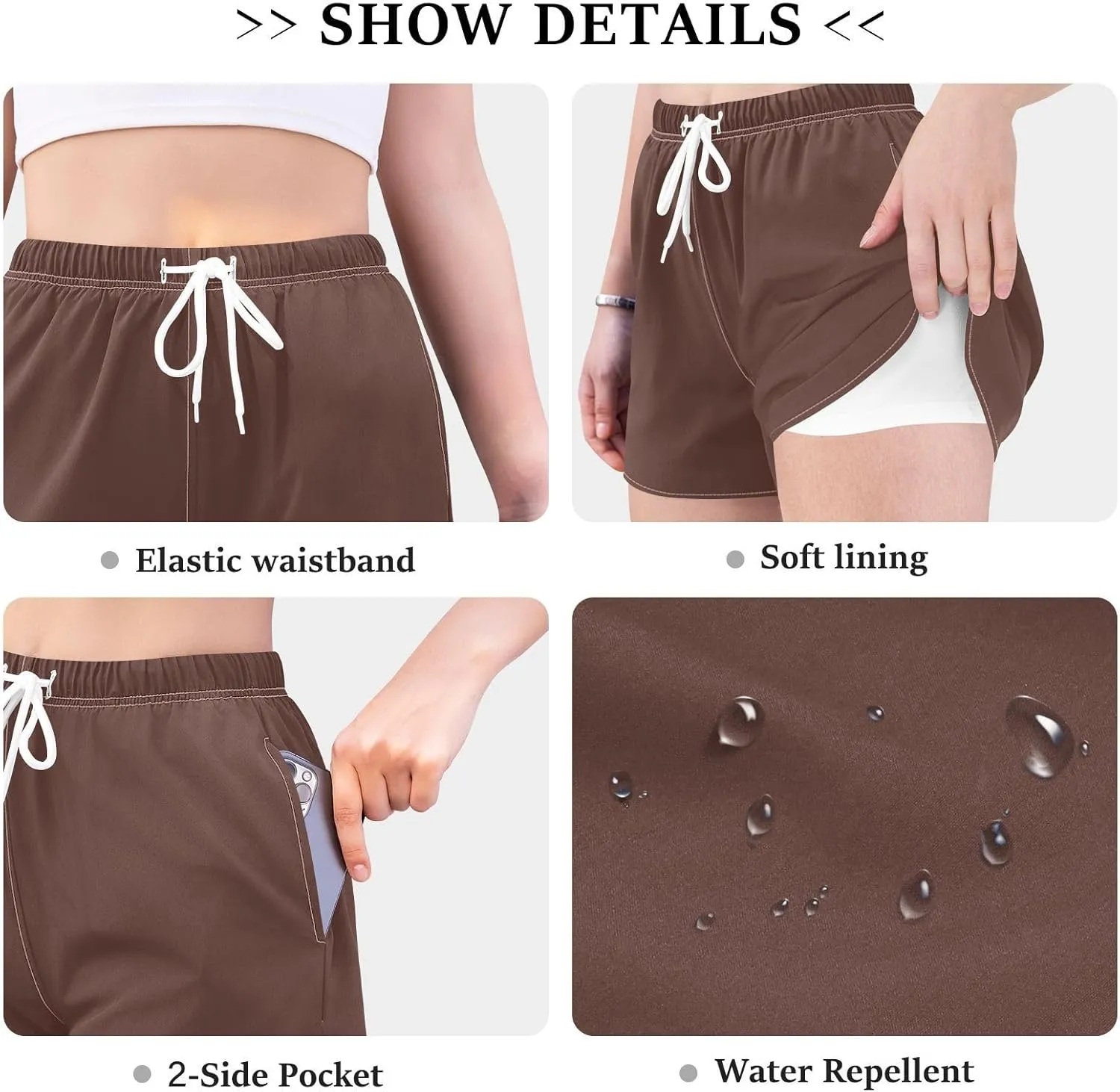Nihoren Women's Board Shorts Quick Dry Beach Swim Shorts with Pockets Casual Athletic Shorts