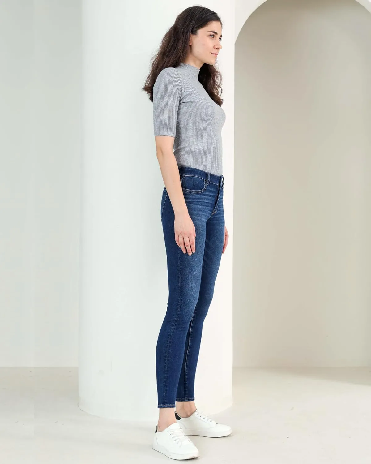 OFLUCK Women's High Waisted Boyfriend Jeans,Distressed Ripped Stretch Cropped Jeans