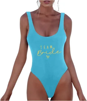 One Piece Bride Swimsuit Women Tummy Control Sexy High Cut Bathing Suit Backless Slimming Swim Suit Ribbed Swimwear