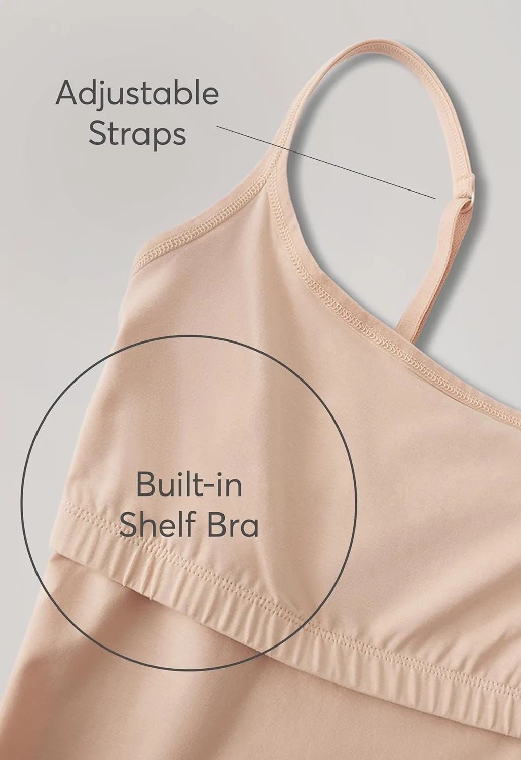 Pact Women's Cotton Camisole Tank Top with Built-in Shelf Bra