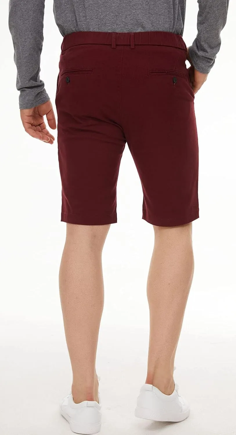 Plaid&Plain Men's Khaki Shorts Slim Fit Chino Shorts 9 inch Inseam