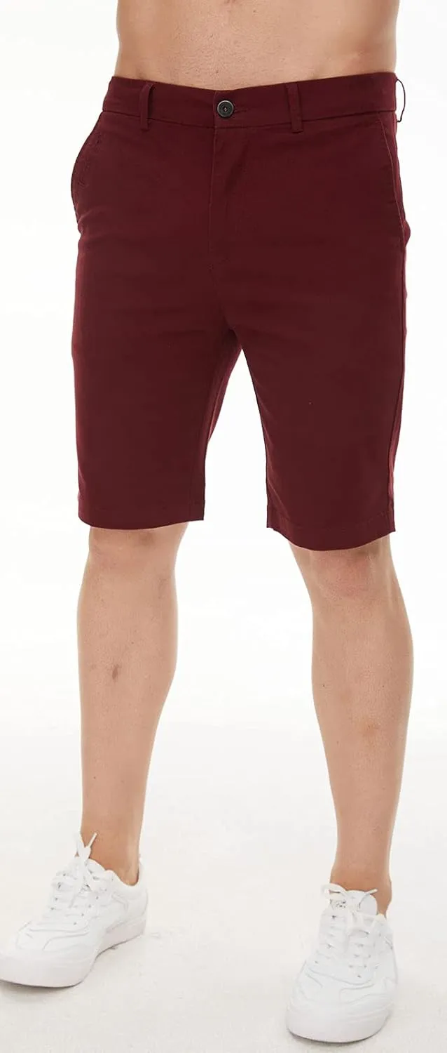 Plaid&Plain Men's Khaki Shorts Slim Fit Chino Shorts 9 inch Inseam