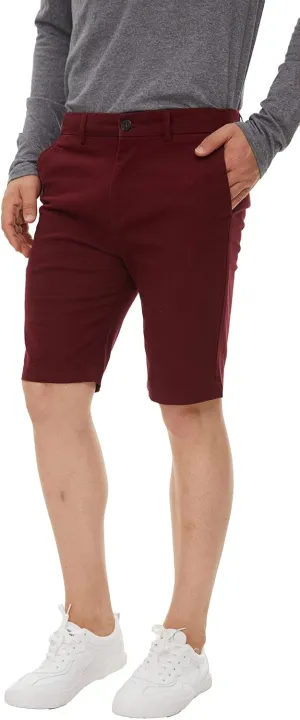 Plaid&Plain Men's Khaki Shorts Slim Fit Chino Shorts 9 inch Inseam