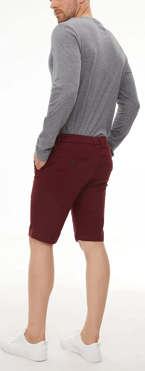 Plaid&Plain Men's Khaki Shorts Slim Fit Chino Shorts 9 inch Inseam