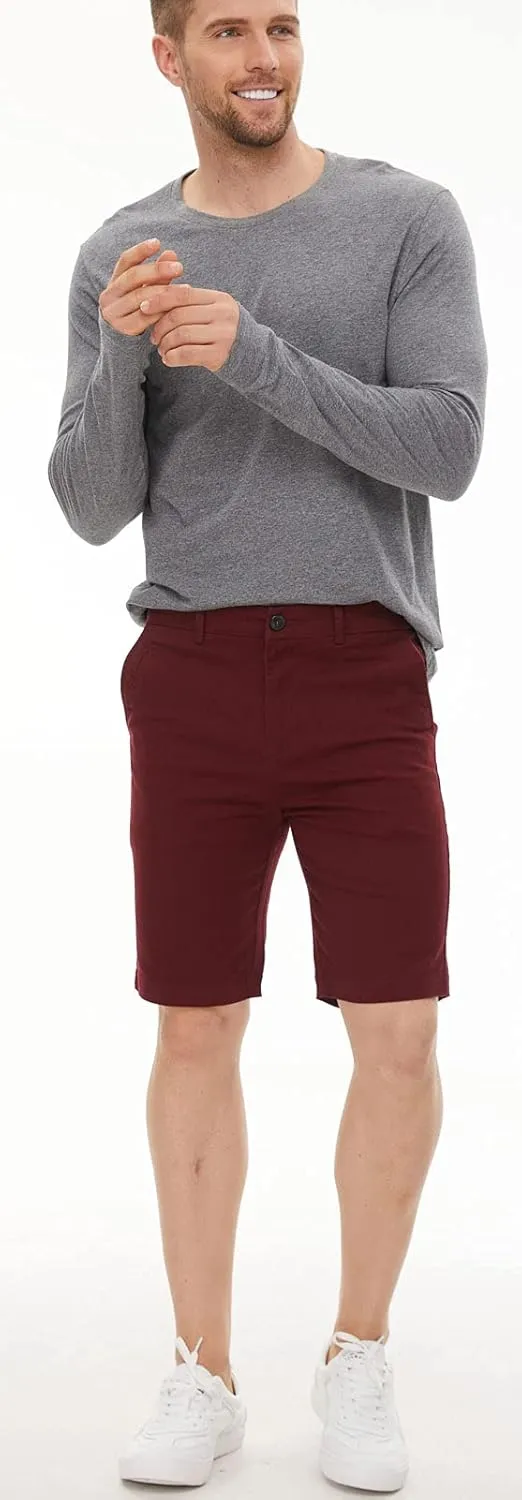 Plaid&Plain Men's Khaki Shorts Slim Fit Chino Shorts 9 inch Inseam