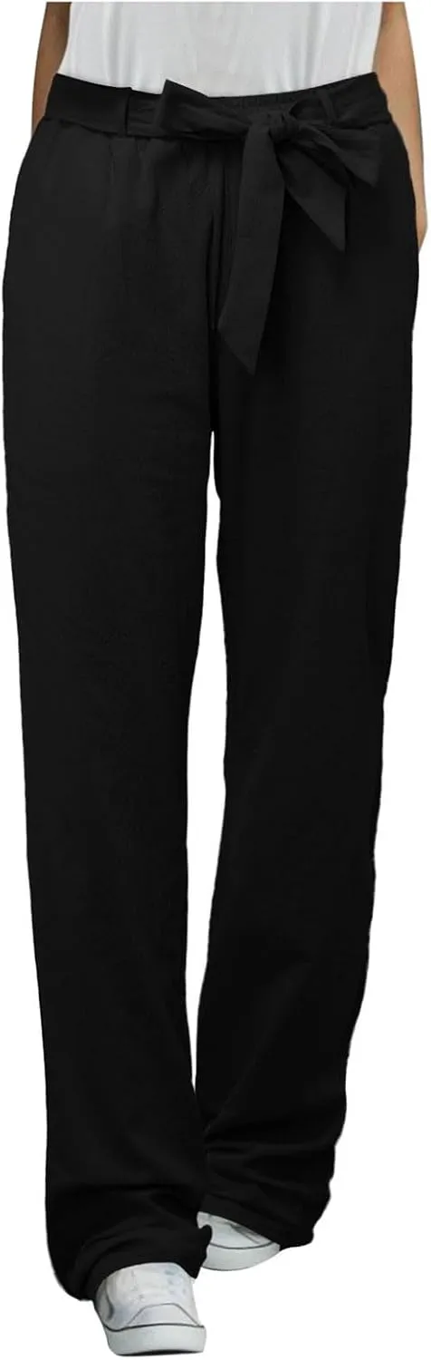 PTOLOCIF Casual Pants for Women,High Waisted Palazzo Pants Drawstring Back Elastic Waist Pants Ankle Length Boho Pants