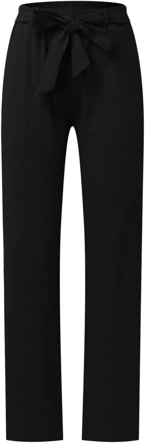 PTOLOCIF Casual Pants for Women,High Waisted Palazzo Pants Drawstring Back Elastic Waist Pants Ankle Length Boho Pants