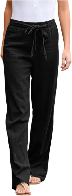 PTOLOCIF Casual Pants for Women,High Waisted Palazzo Pants Drawstring Back Elastic Waist Pants Ankle Length Boho Pants