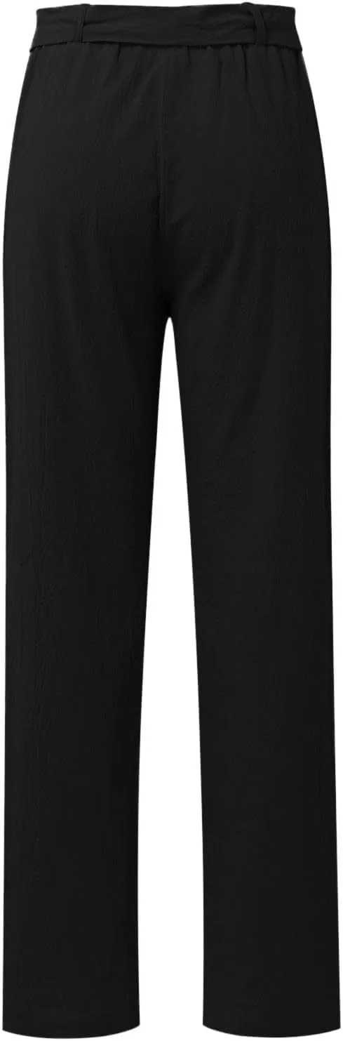 PTOLOCIF Casual Pants for Women,High Waisted Palazzo Pants Drawstring Back Elastic Waist Pants Ankle Length Boho Pants