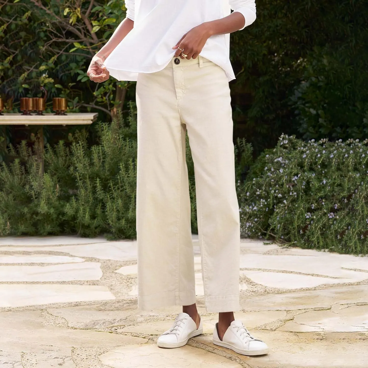 PTOLOCIF Cotton Linen Pants Women,Cotton Linen Palazzo Pants Drawstring Elastic Waist Beach Pants Wide Leg Dress Pants