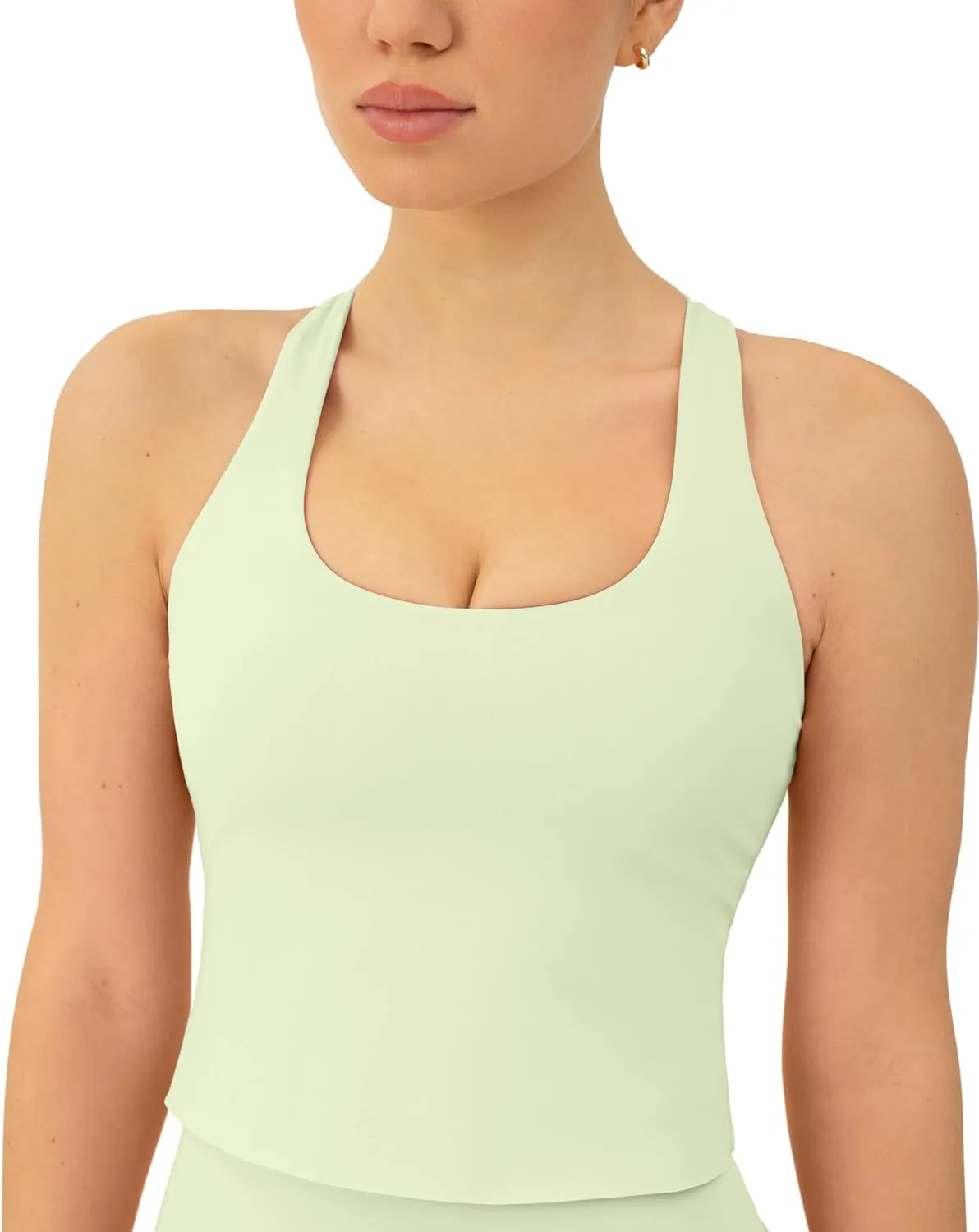 Racerback Workout Tank Tops for Women Built in Bra - Medium Support Scoop Athletic Tank Top Shelf Bra, HiPerform