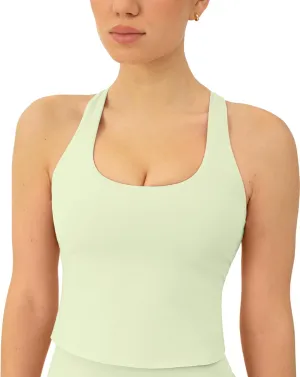 Racerback Workout Tank Tops for Women Built in Bra - Medium Support Scoop Athletic Tank Top Shelf Bra, HiPerform
