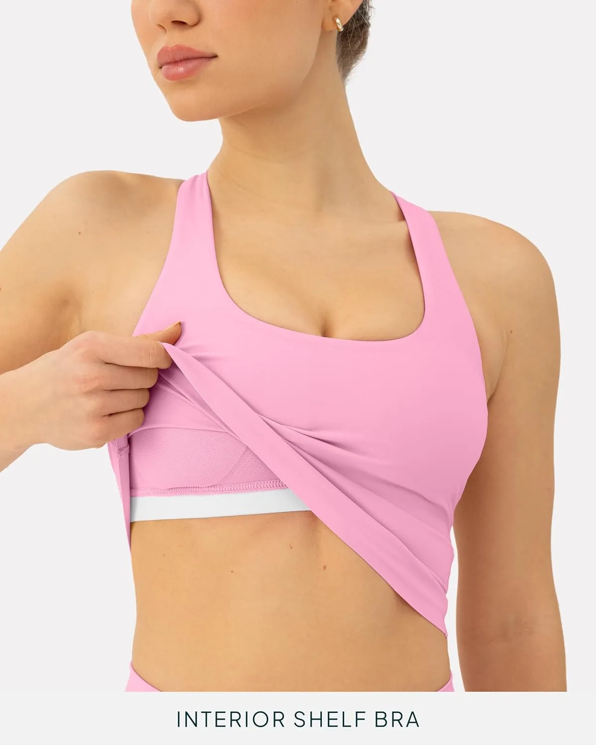 Racerback Workout Tank Tops for Women Built in Bra - Medium Support Scoop Athletic Tank Top Shelf Bra, HiPerform