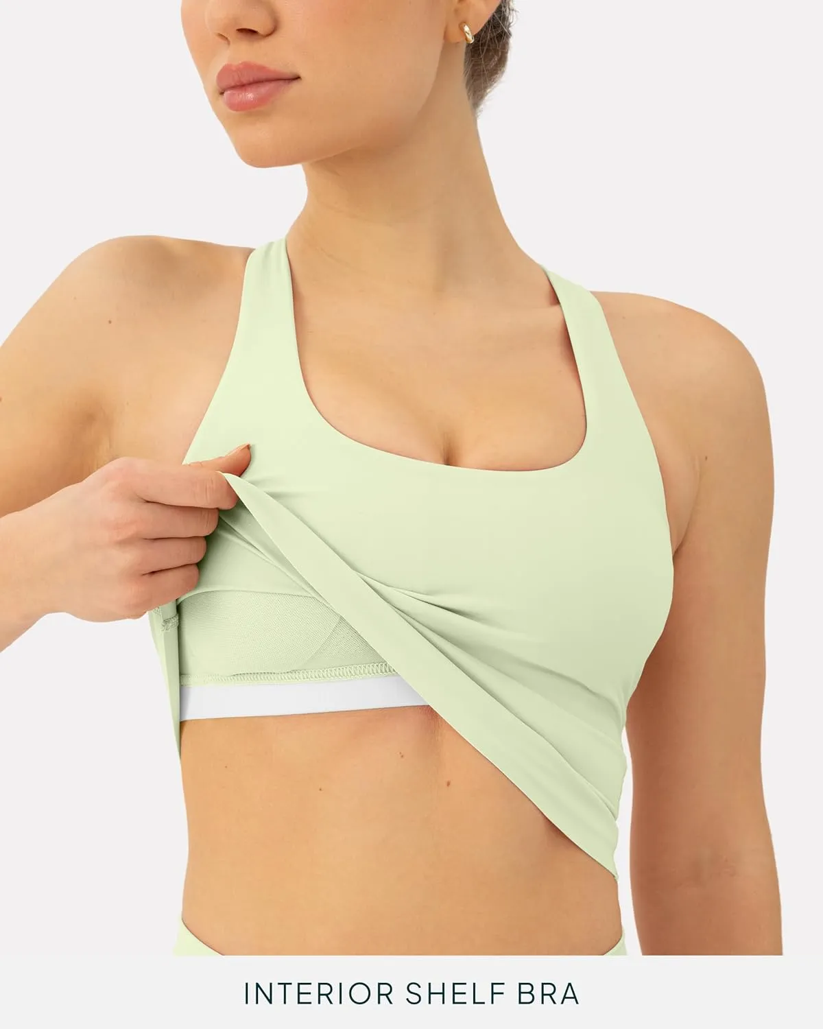 Racerback Workout Tank Tops for Women Built in Bra - Medium Support Scoop Athletic Tank Top Shelf Bra, HiPerform