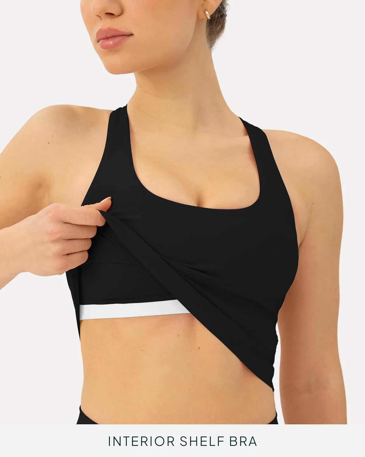 Racerback Workout Tank Tops for Women Built in Bra - Medium Support Scoop Athletic Tank Top Shelf Bra, HiPerform