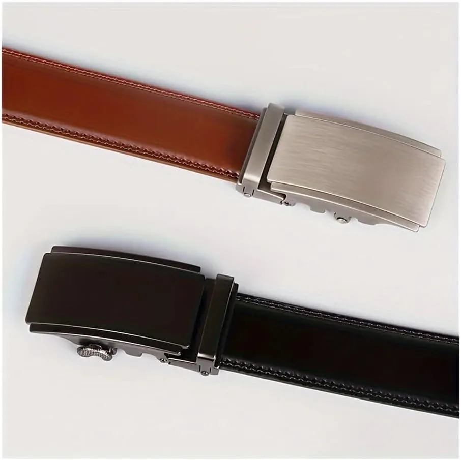 Ratchet Belt For Men, Men's Genuine Leather Cowhide Belt, For Dress Pants, Adjustable Belt