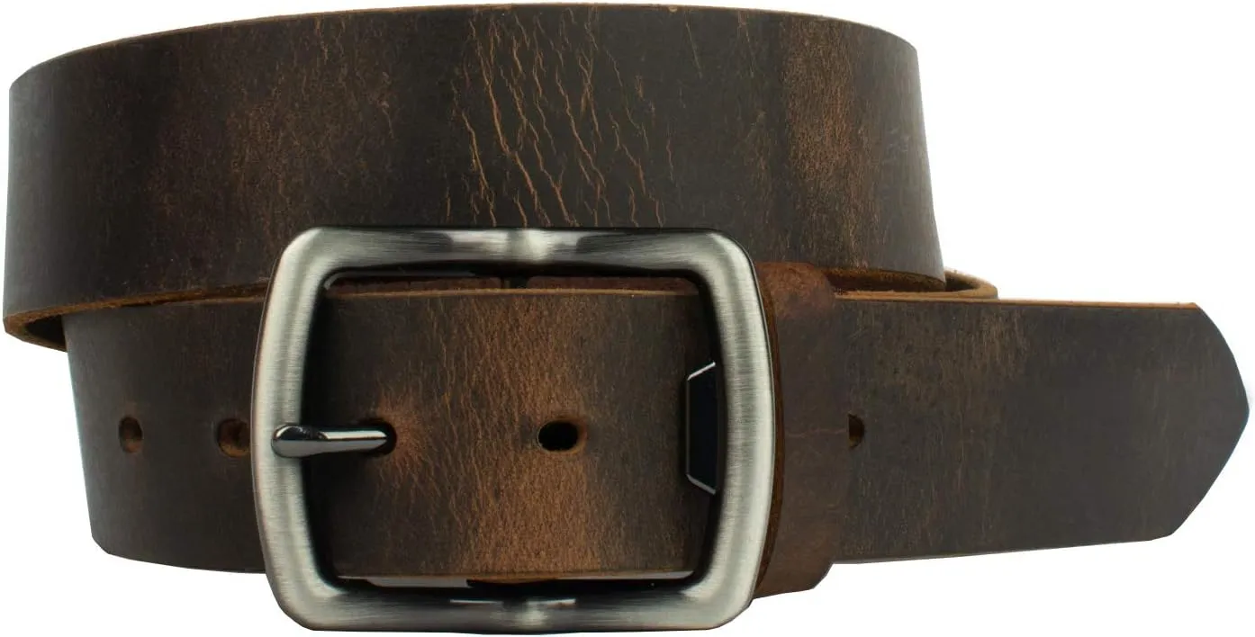 Rocky River Brown Belt - USA Made Genuine Full Grain Leather with Certified Nickel Free Bottle Opener Buckle