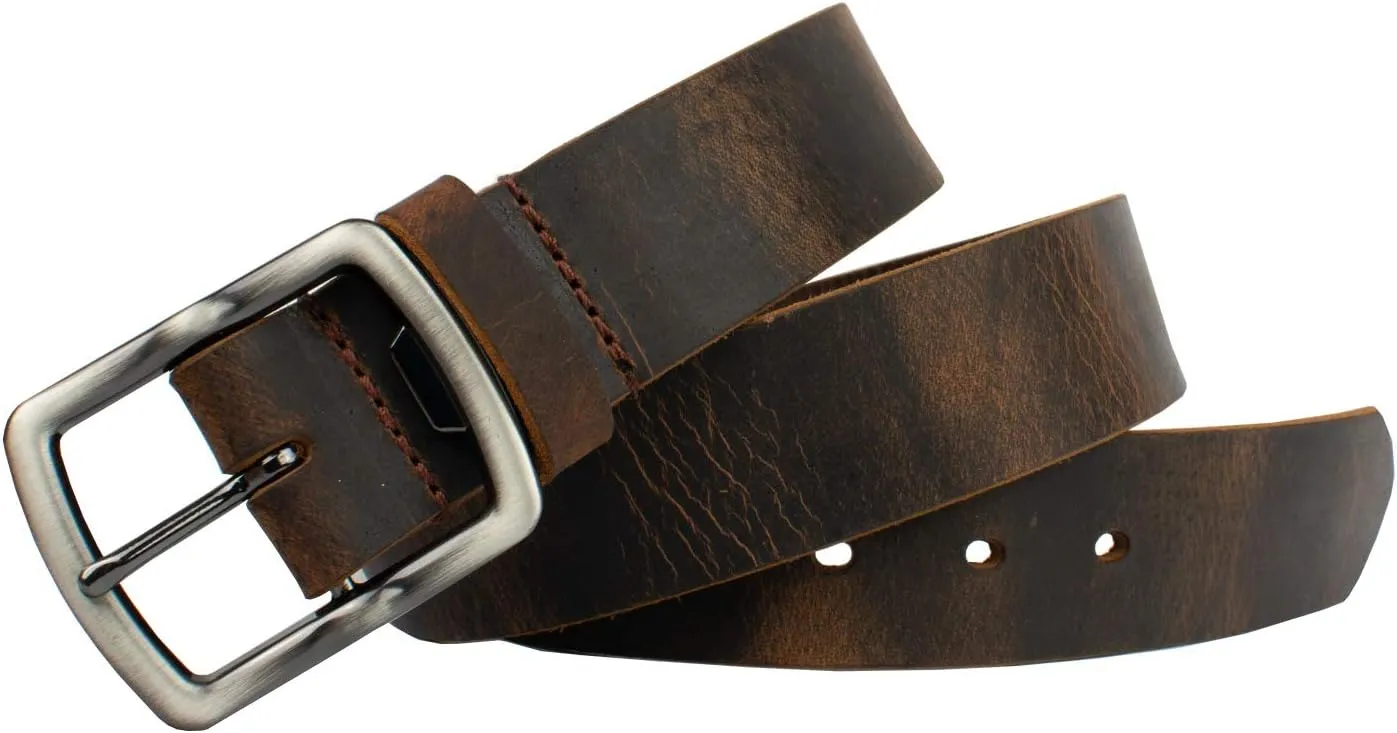 Rocky River Brown Belt - USA Made Genuine Full Grain Leather with Certified Nickel Free Bottle Opener Buckle